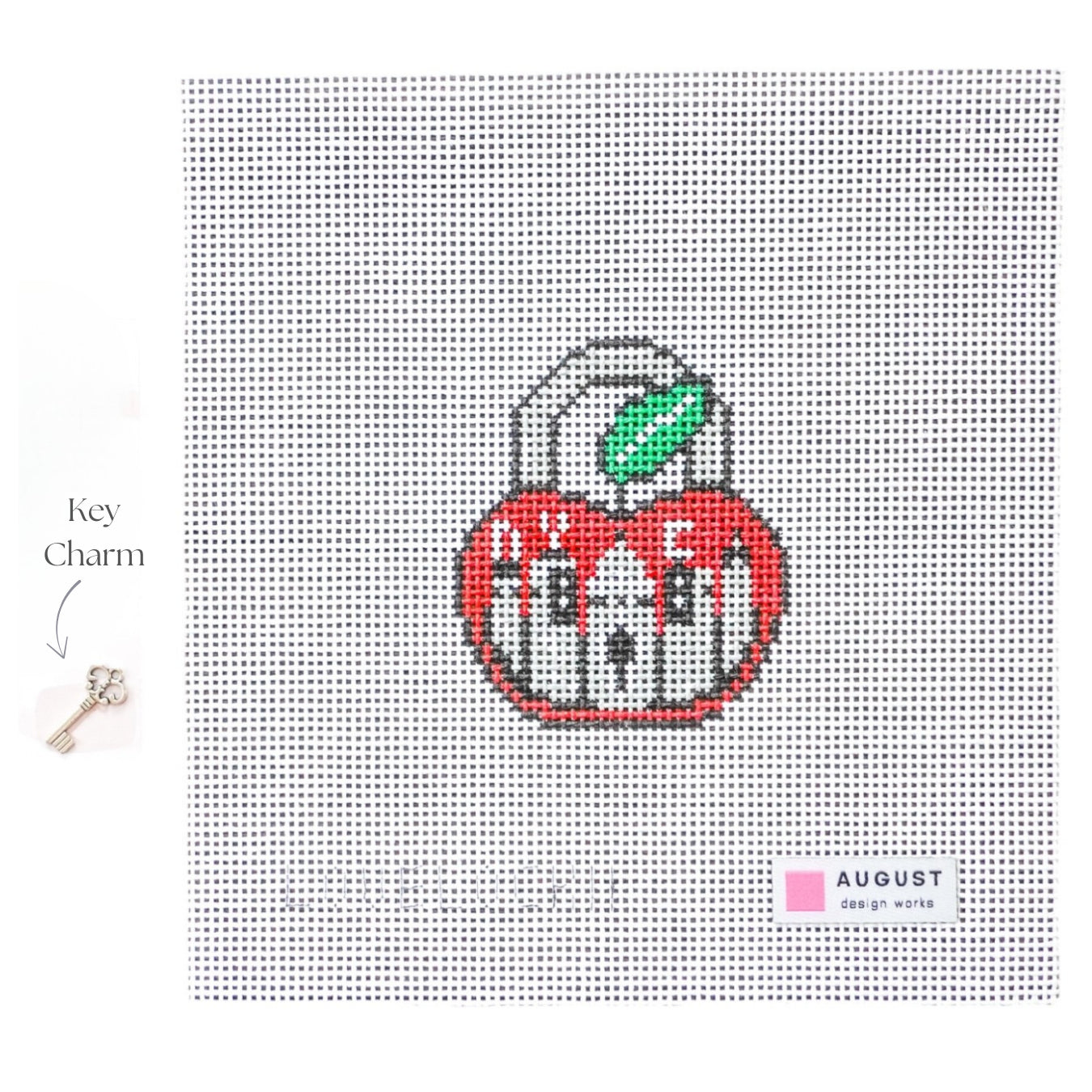 Big Apple Love Lock - Needlepoint Canvas + Key Charm
