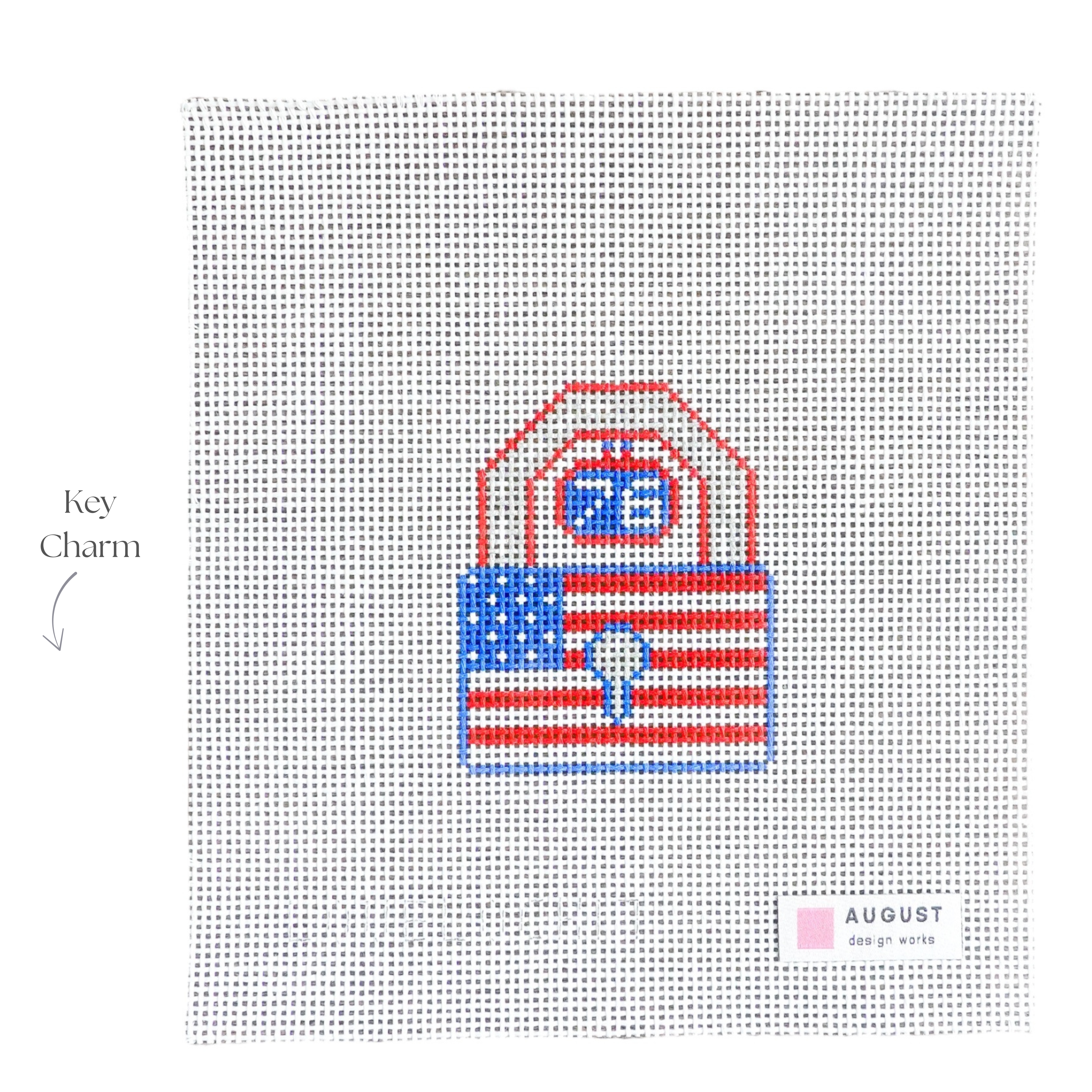 Americana Love Lock - Needlepoint Canvas + Key Charm