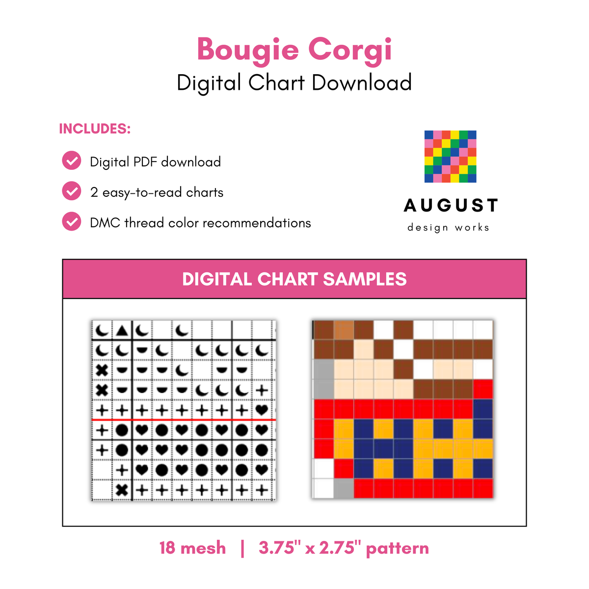 Bougie Corgi - Digital Needlepoint Chart