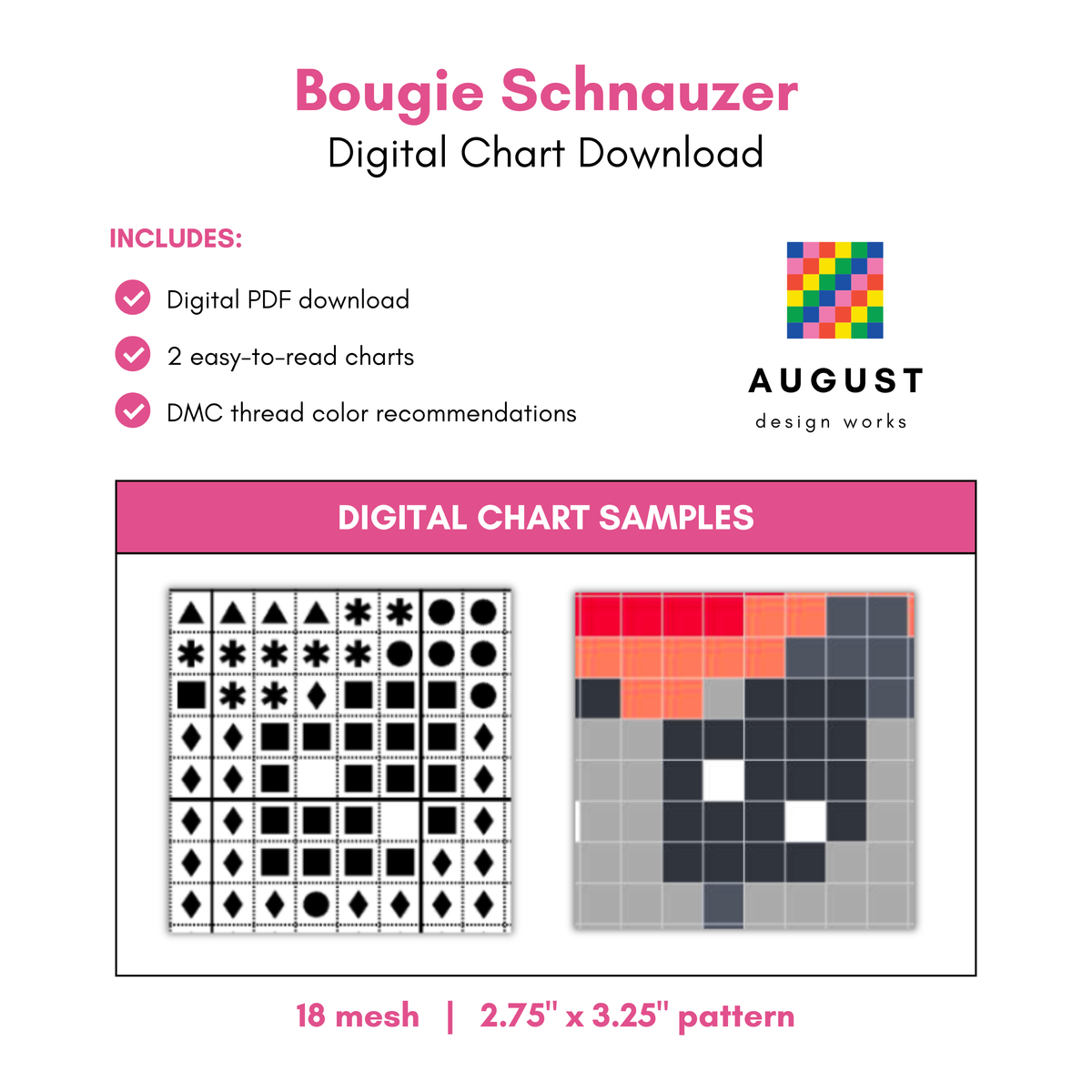Bougie Schnauzer - Digital Needlepoint Chart
