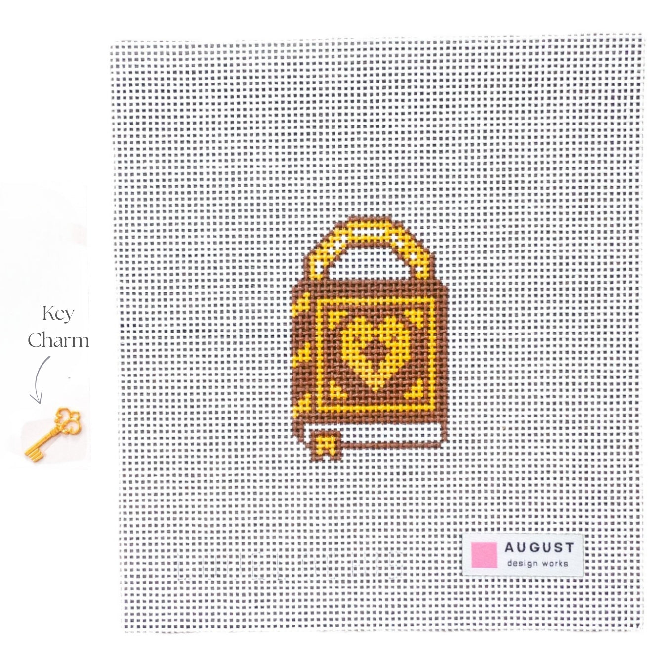 Storybook Love Lock - Needlepoint Canvas + Key Charm