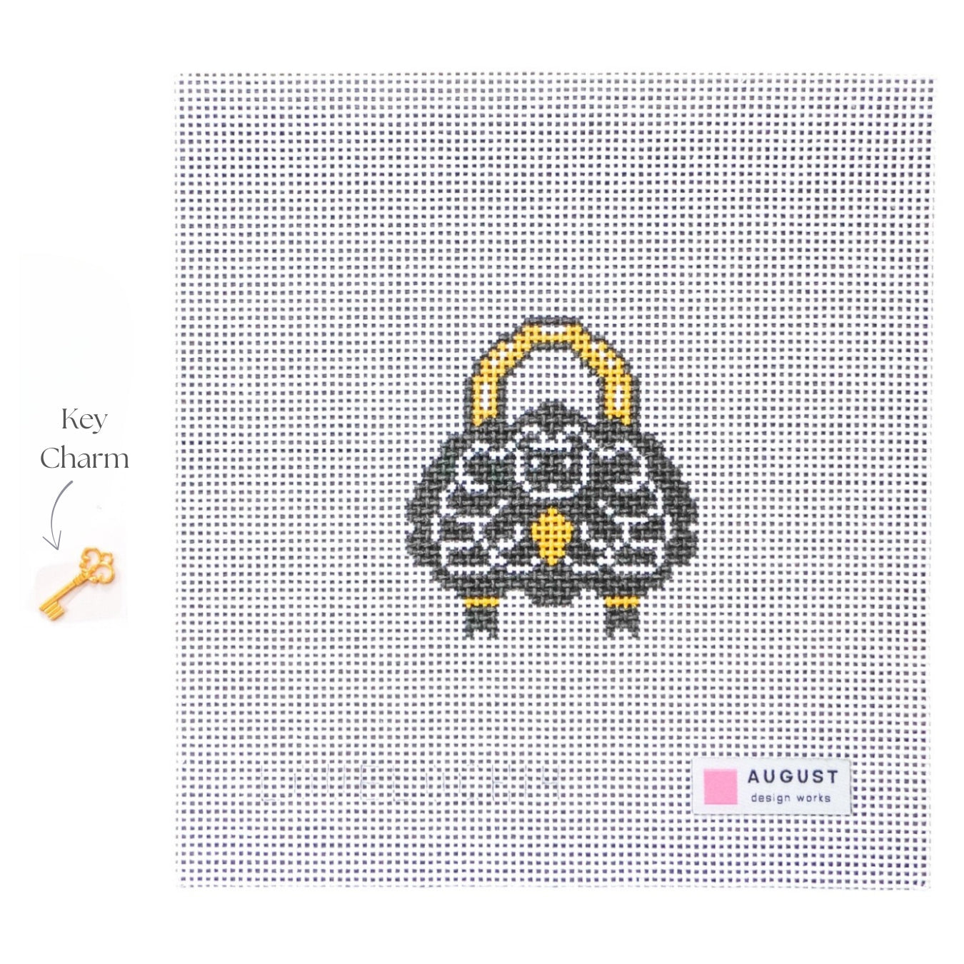 Black Sheep Love Lock - Needlepoint Canvas + Key Charm