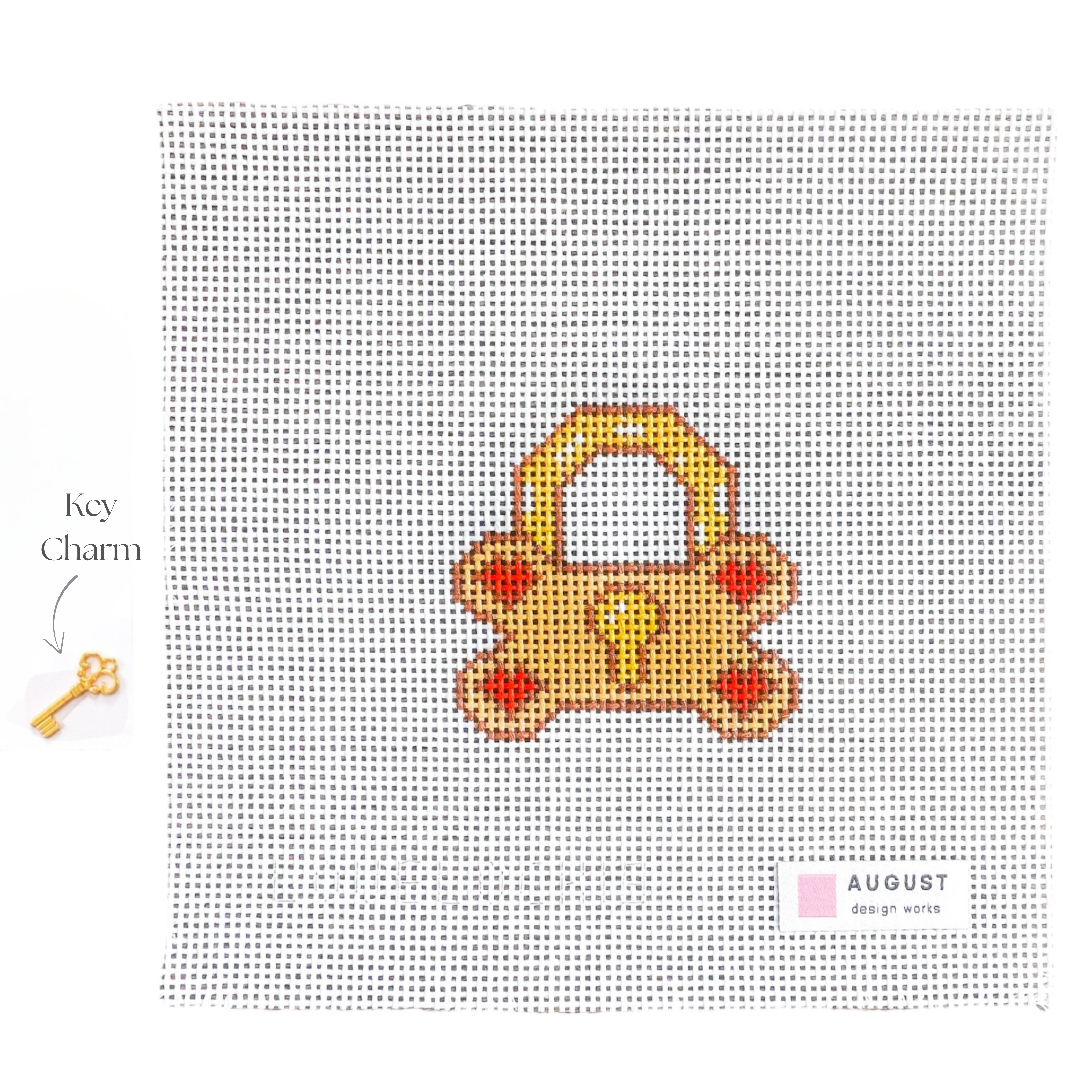 Dog Tag Love Lock - Needlepoint Canvas + Key Charm