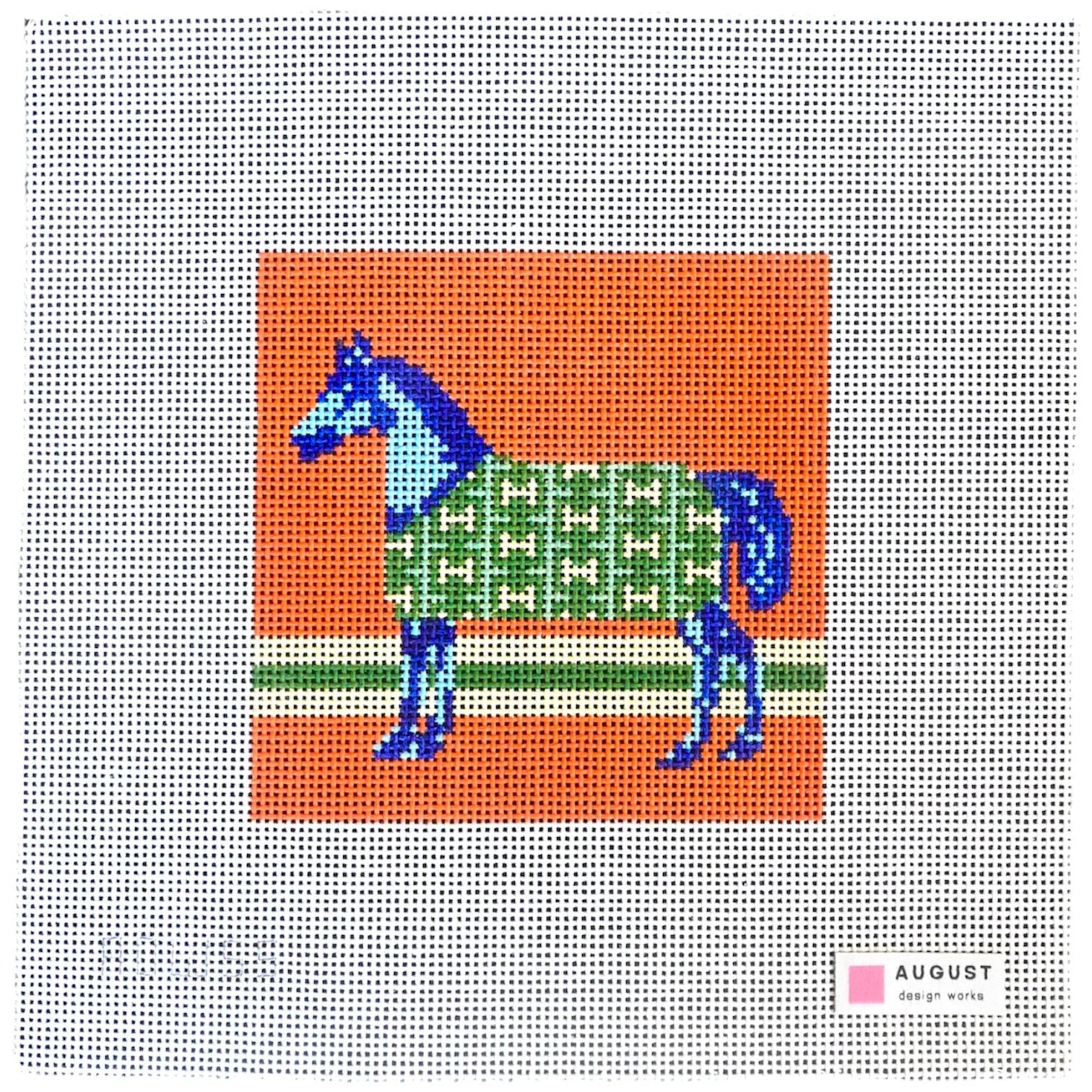 Blue "H" Coat Horse - Needlepoint Canvas