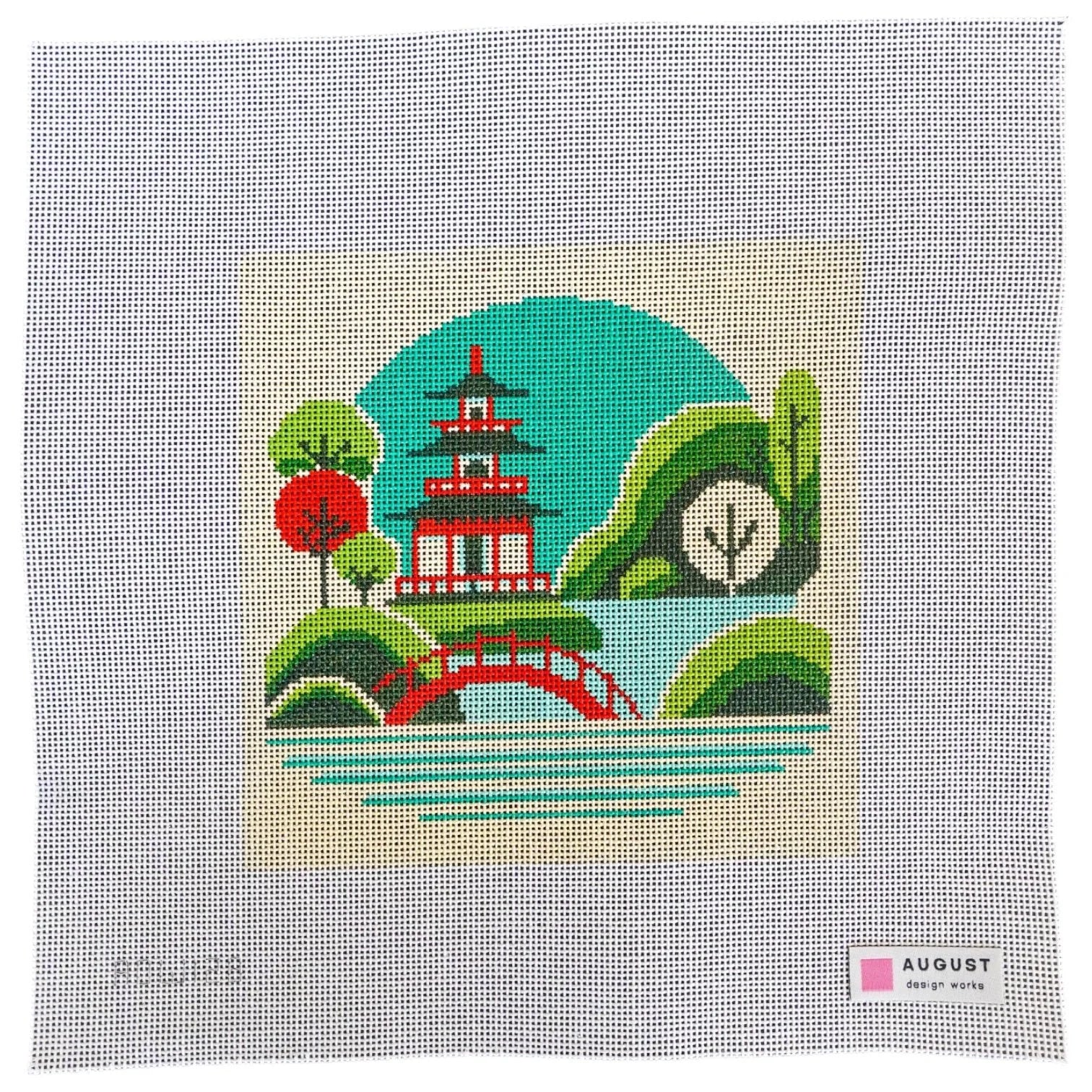 Red Pagoda - Needlepoint Canvas