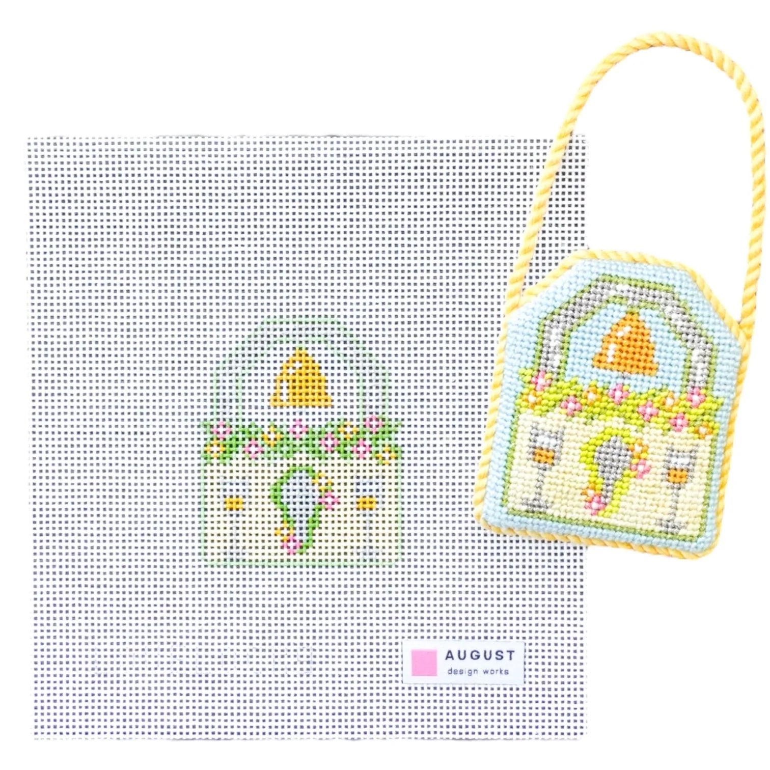 Wedding Love Lock - Needlepoint Canvas + Key Charm