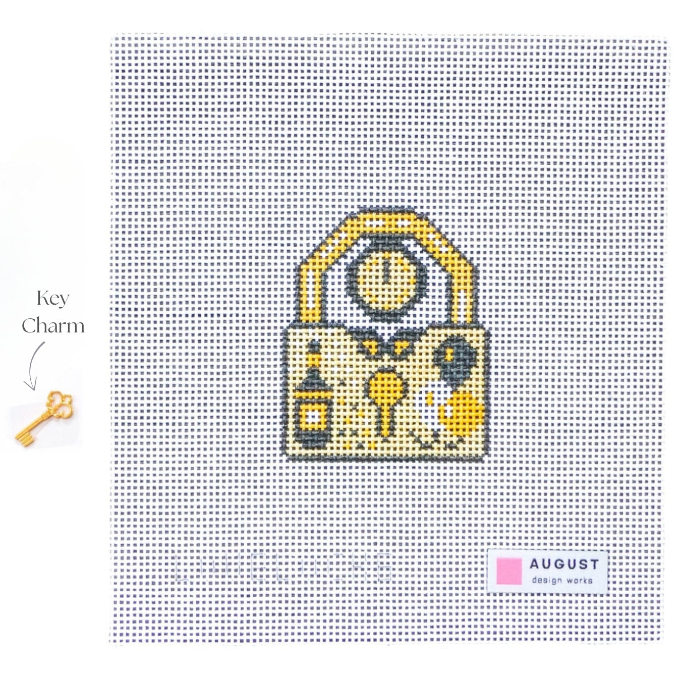 New Year's Love Lock - Needlepoint Canvas + Key Charm