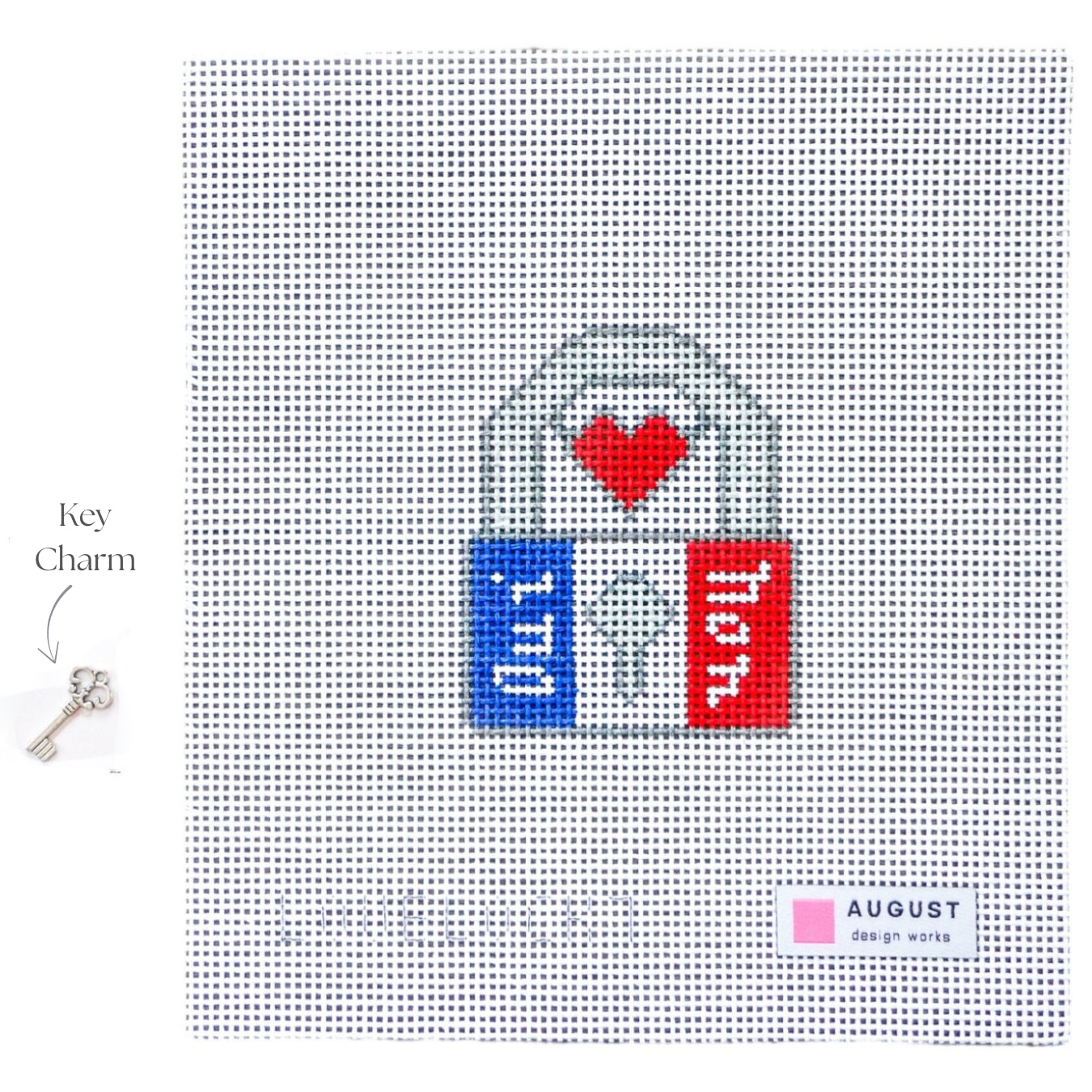 Paris Love Lock - Needlepoint Canvas + Key Charm